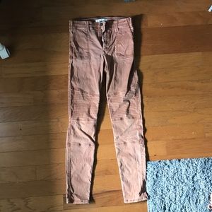 HOLLISTER Orange/Tan Moto Jeans